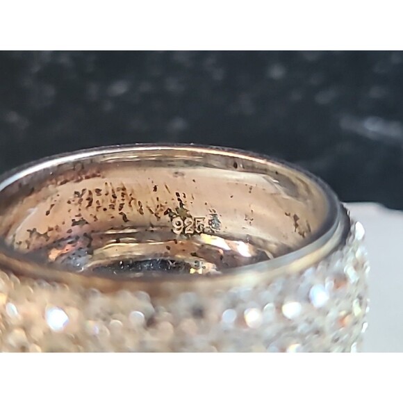 925 Sterling Silver CZ Band Ring, Size US 8 Vintage, READ - Picture 8 of 10